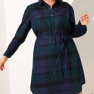 Loft Plus Size Tie Waist Shirt Dress